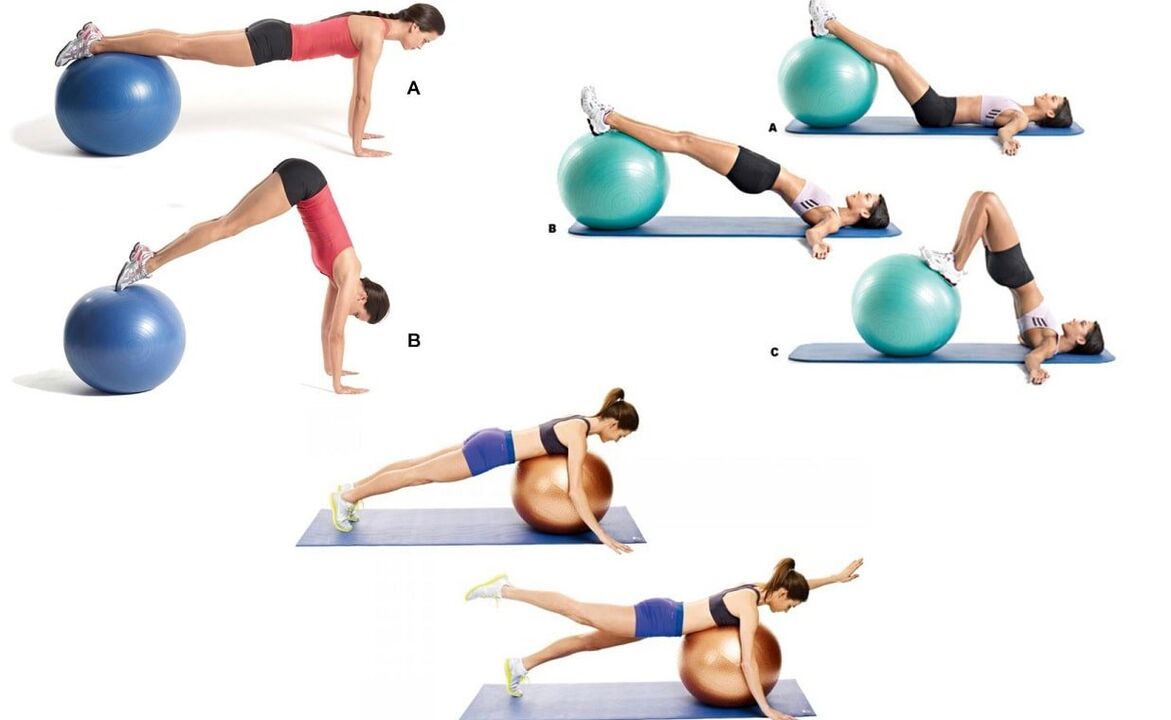 Exercicios eficaces para a prevención da osteocondrose da columna vertebral nun fitball